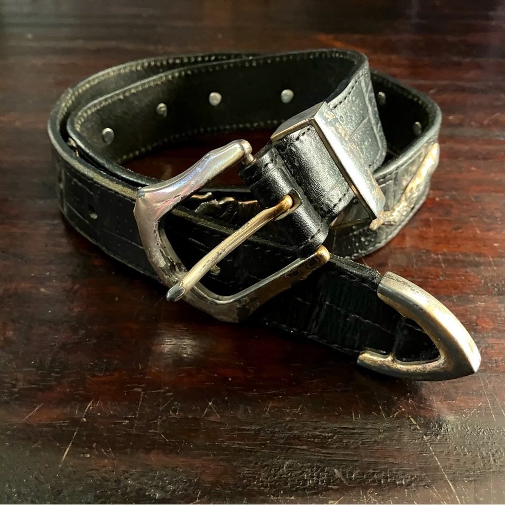 Vintage 1992 Honest Brighton Endanger Species black leather belt